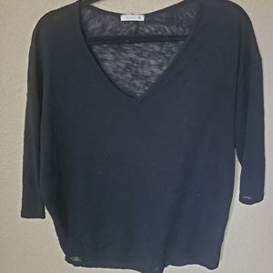 Soprano Small Black Dolman Sleeve Sheer Sweater